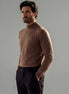 Men's Ribbed Knit Turtleneck Sweater Wool Blend Brown Navy XS–XL - Valedrian