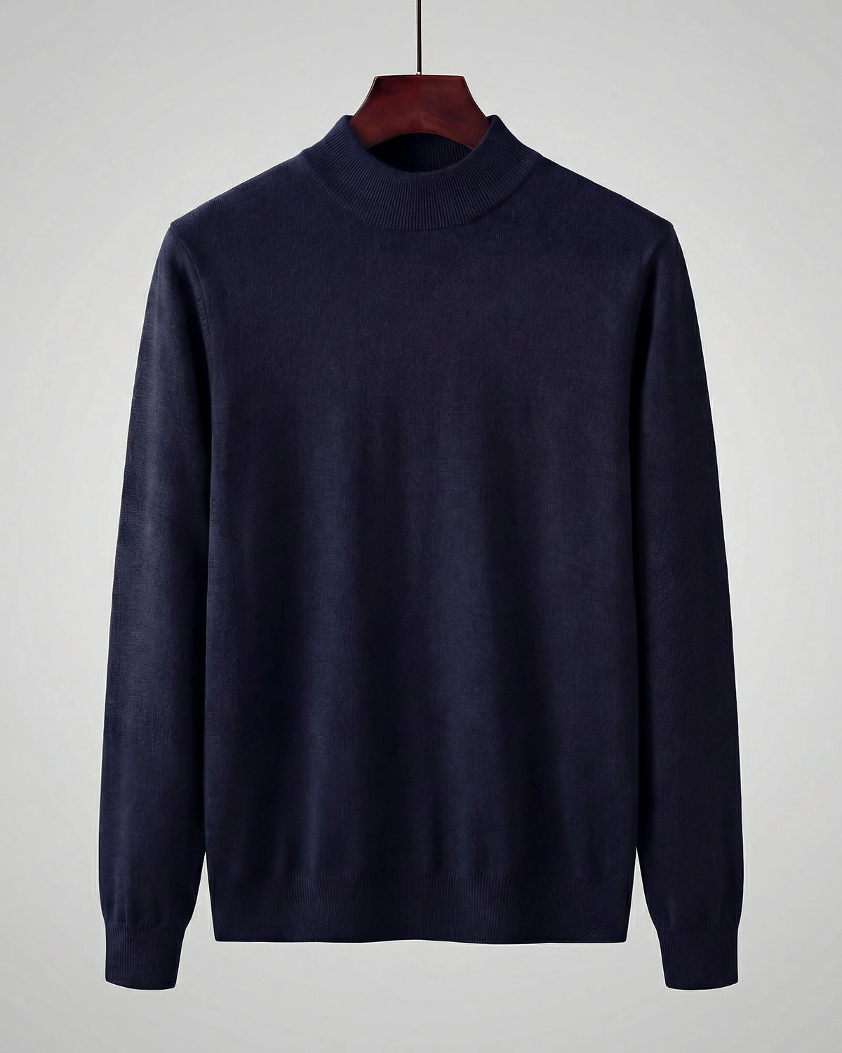 Men's Ribbed Knit Turtleneck Sweater Wool Blend Brown Navy XS–XL - Valedrian — view 7