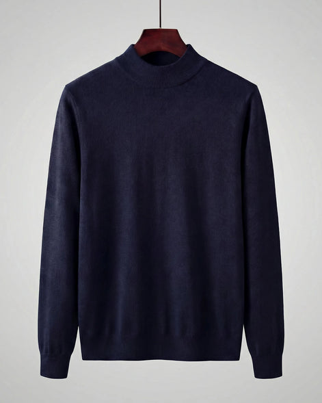 Men's Ribbed Knit Turtleneck Sweater Wool Blend Brown Navy XS–XL - Valedrian — view 7
