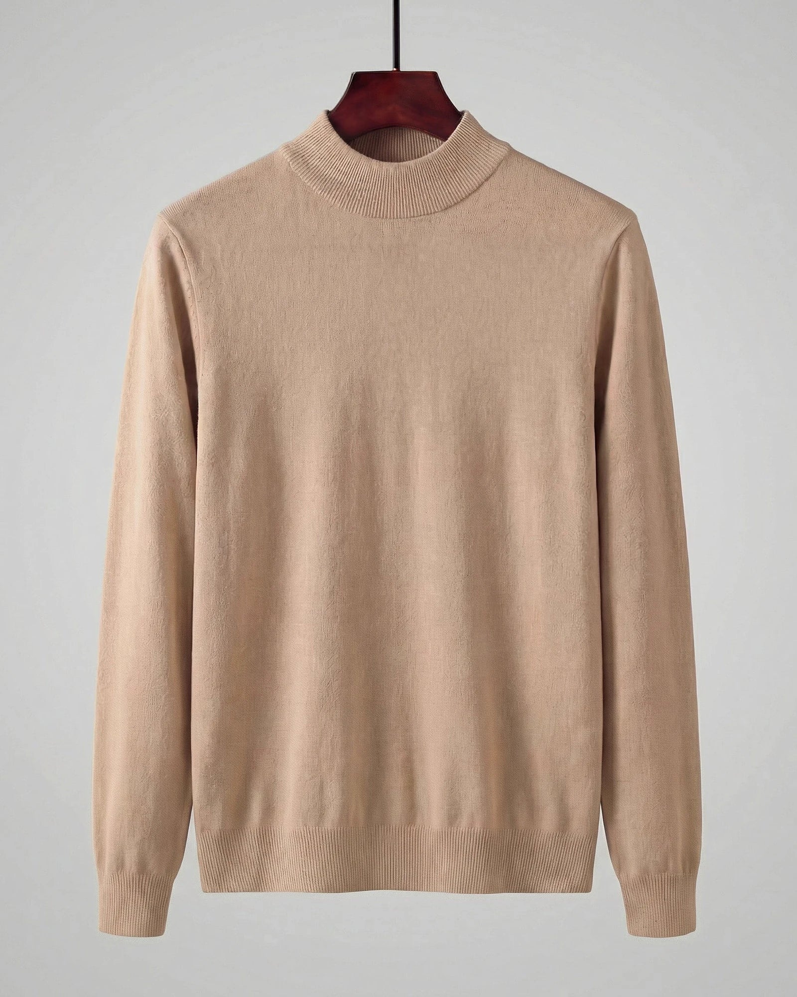 Men's Ribbed Knit Turtleneck Sweater Wool Blend Brown Navy XS–XL - Valedrian — view 8