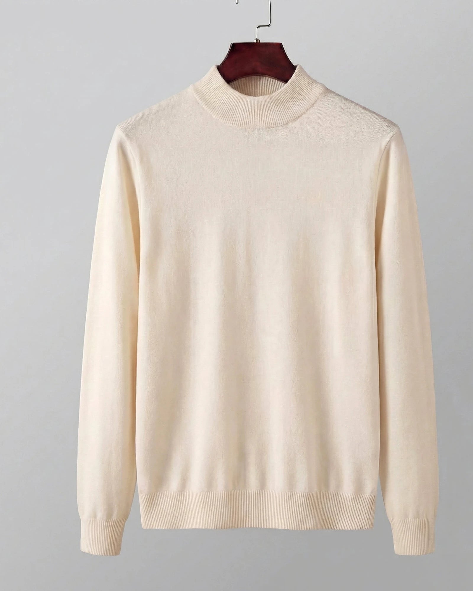 Men's Ribbed Knit Turtleneck Sweater Wool Blend Brown Navy XS–XL - Valedrian — view 9