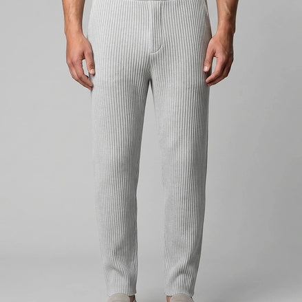 Men's Ribbed Trousers with Elasticated Waist – Grey & Black – Valedrian