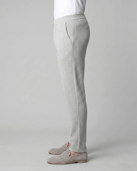 Men's Ribbed Trousers with Elasticated Waist – Grey & Black – Valedrian — view 2