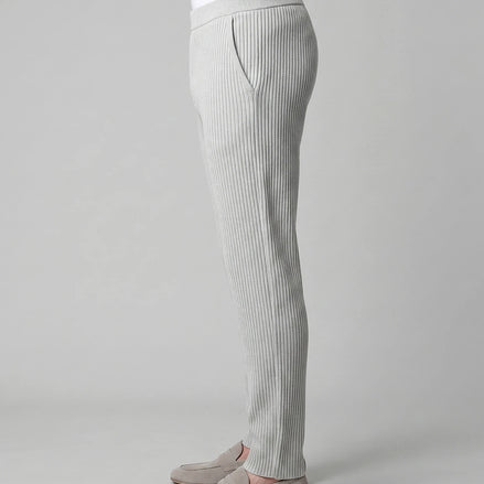 Men's Ribbed Trousers with Elasticated Waist – Grey & Black – Valedrian — view 2