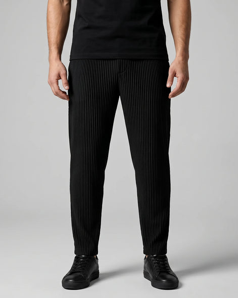 Men's Ribbed Trousers with Elasticated Waist – Grey & Black – Valedrian — view 6