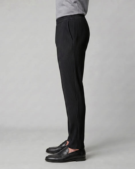 Men's Ribbed Trousers with Elasticated Waist – Grey & Black – Valedrian — view 7