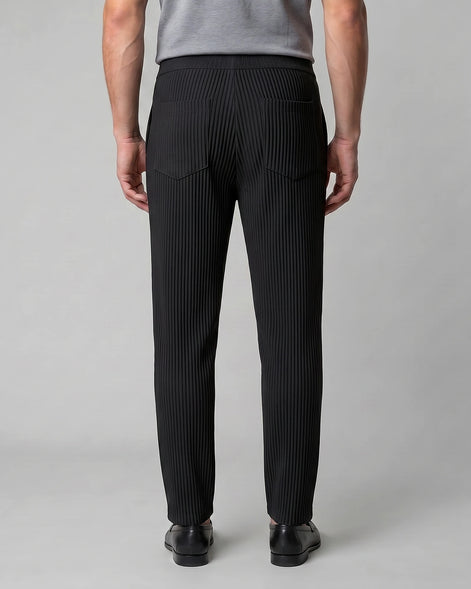 Men's Ribbed Trousers with Elasticated Waist – Grey & Black – Valedrian — view 8