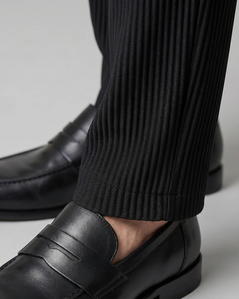 Men's Ribbed Trousers with Elasticated Waist – Grey & Black – Valedrian — view 9