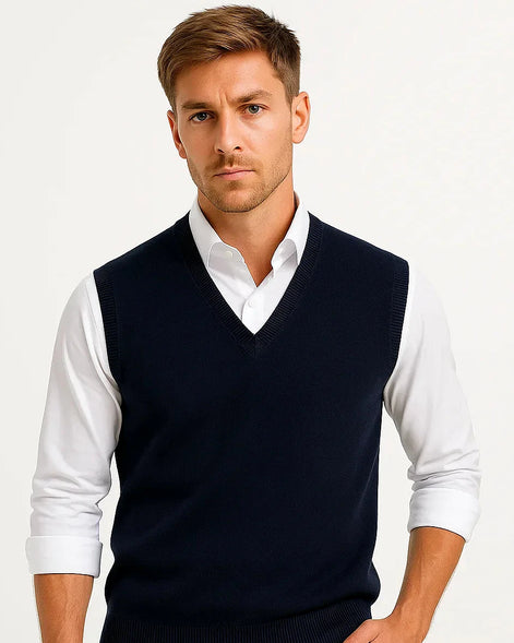 Sleeveless Sweater Vest | Cotton Wool Blend | Classic Fit — view 2