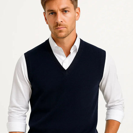 Sleeveless Sweater Vest | Cotton Wool Blend | Classic Fit — view 2