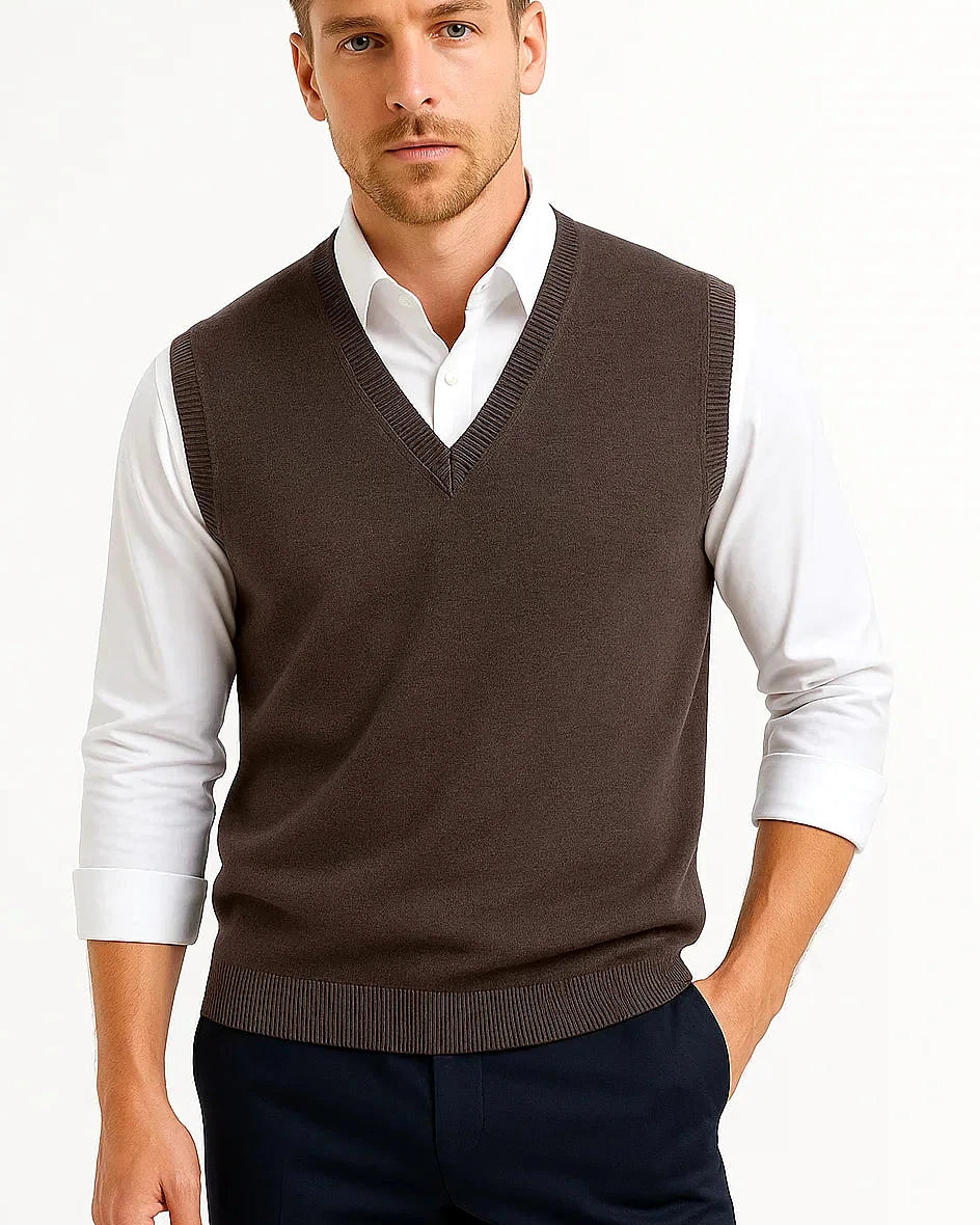 Sleeveless Sweater Vest | Cotton Wool Blend | Classic Fit — view 4