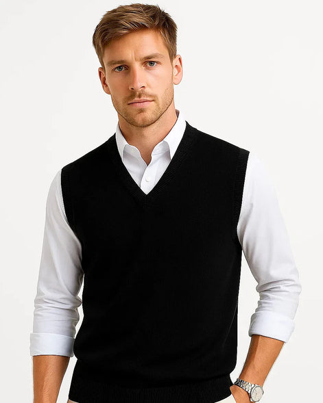 Sleeveless Sweater Vest | Cotton Wool Blend | Classic Fit — view 5