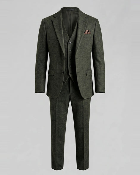 Men's Slim Fit 3 Piece Suit with Vest Navy Blue & Black XS–3XL - Valedrian — view 10