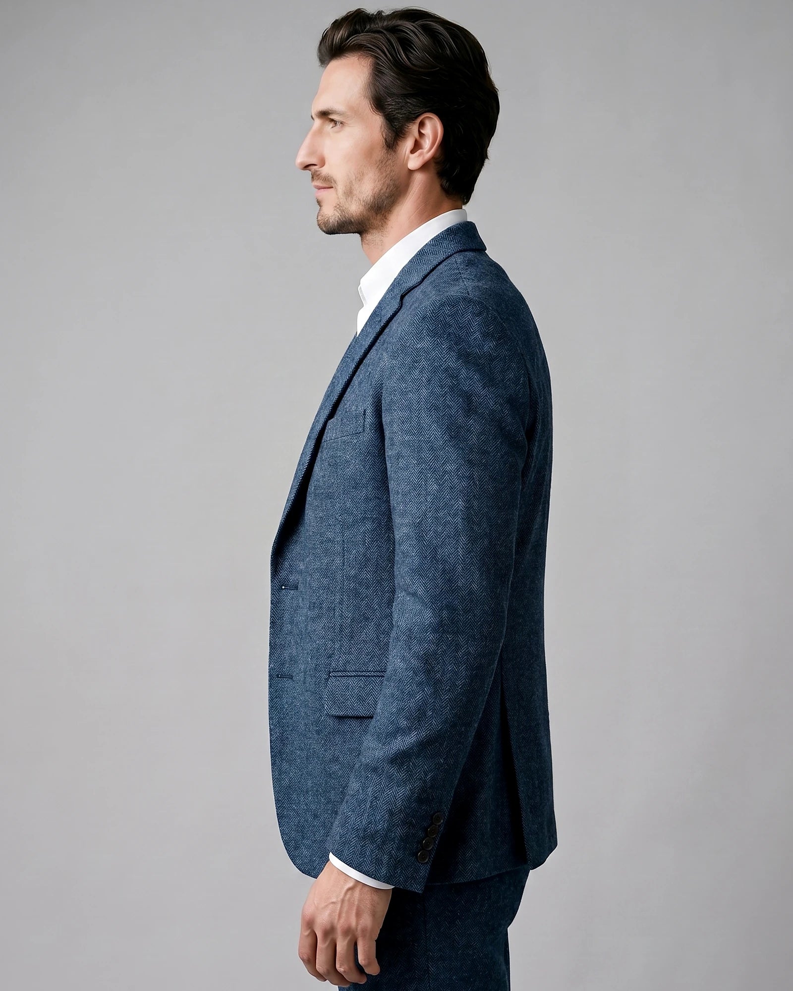 Men's Slim Fit 3 Piece Suit with Vest Navy Blue & Black XS–3XL - Valedrian — view 12
