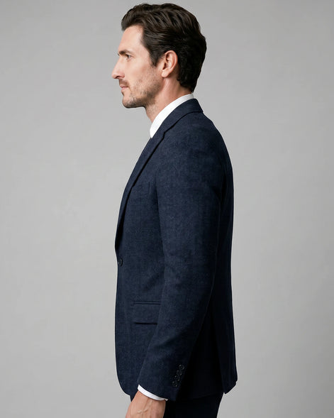 Men's Slim Fit 3 Piece Suit with Vest Navy Blue & Black XS–3XL - Valedrian — view 2
