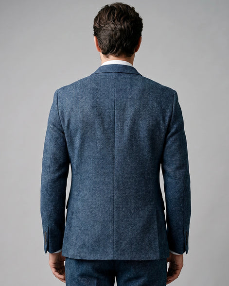 Men's Slim Fit 3 Piece Suit with Vest Navy Blue & Black XS–3XL - Valedrian — view 21