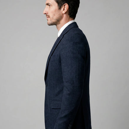 Men's Slim Fit 3 Piece Suit with Vest Navy Blue & Black XS–3XL - Valedrian — view 2