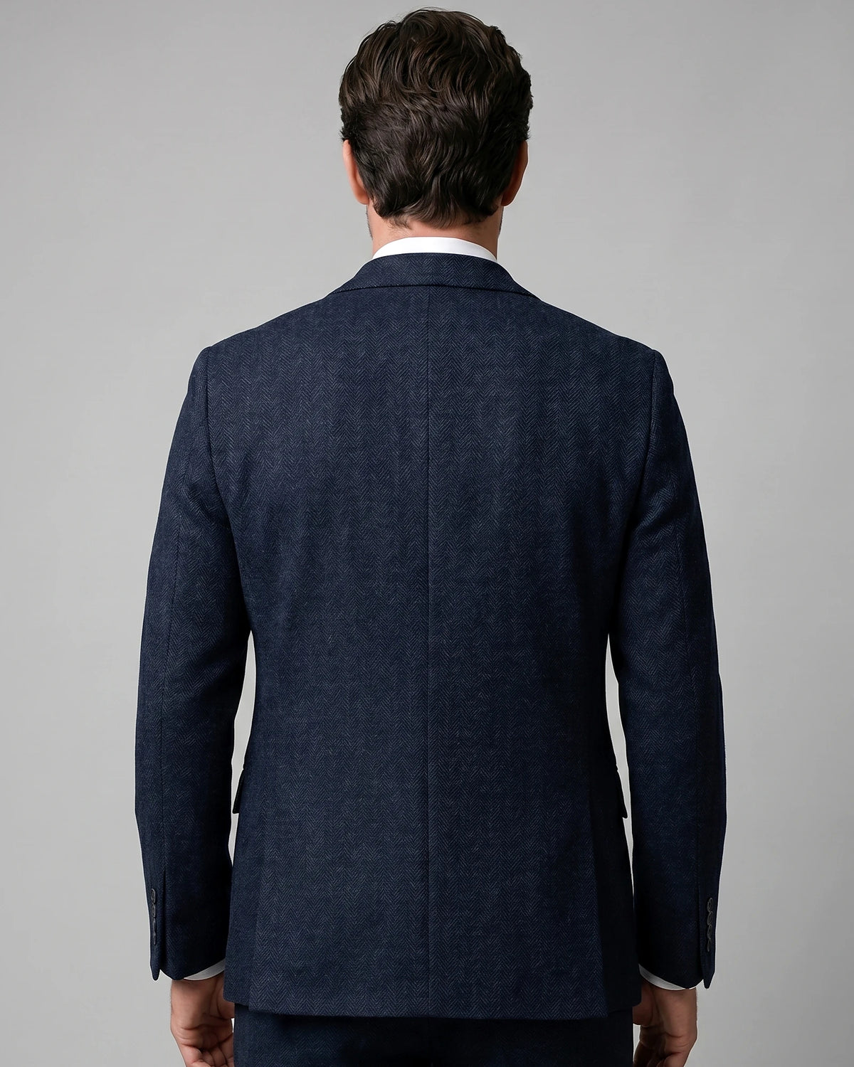 Men's Slim Fit 3 Piece Suit with Vest Navy Blue & Black XS–3XL - Valedrian — view 3