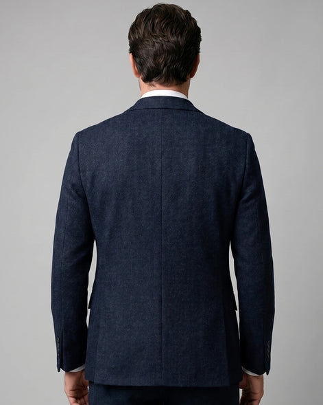 Men's Slim Fit 3 Piece Suit with Vest Navy Blue & Black XS–3XL - Valedrian — view 3