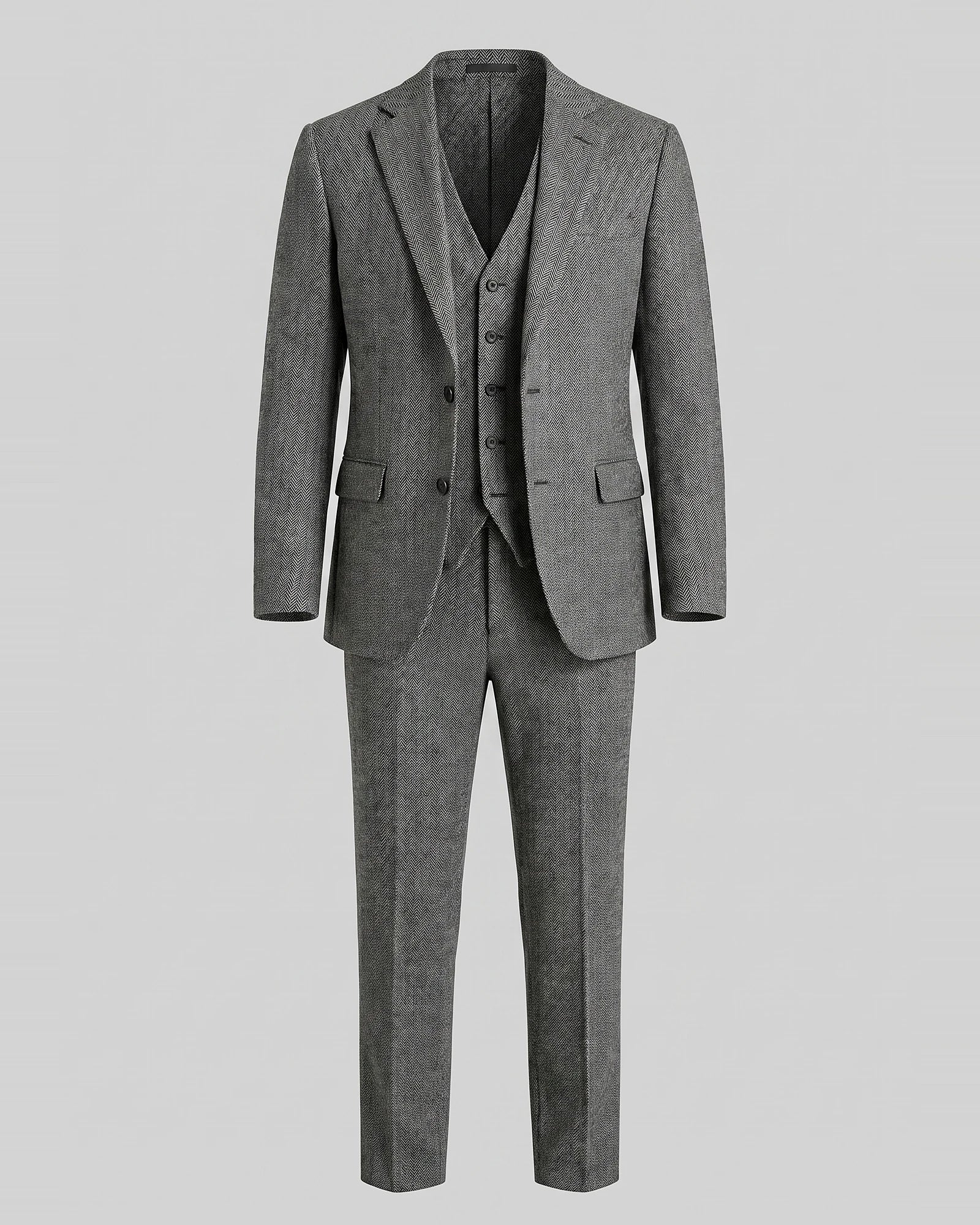 Men's Slim Fit 3 Piece Suit with Vest Navy Blue & Black XS–3XL - Valedrian — view 30