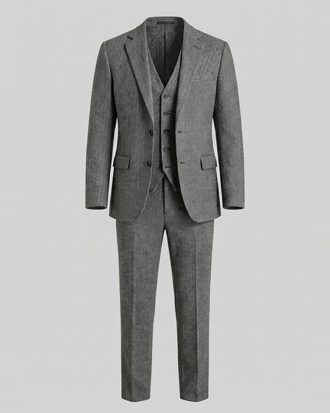 Men's Slim Fit 3 Piece Suit with Vest Navy Blue & Black XS–3XL - Valedrian — view 30