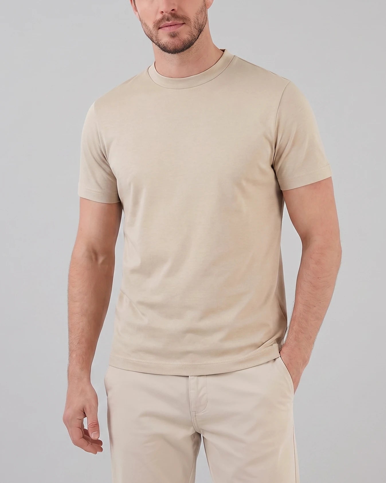 Men's Slim Fit Crewneck T-Shirt Cotton Blend Subtle Sheen – Valedrian — view 16