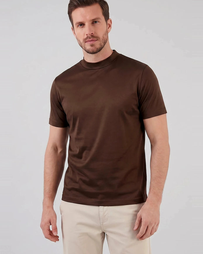 Men's Slim Fit Crewneck T-Shirt Cotton Blend Subtle Sheen – Valedrian