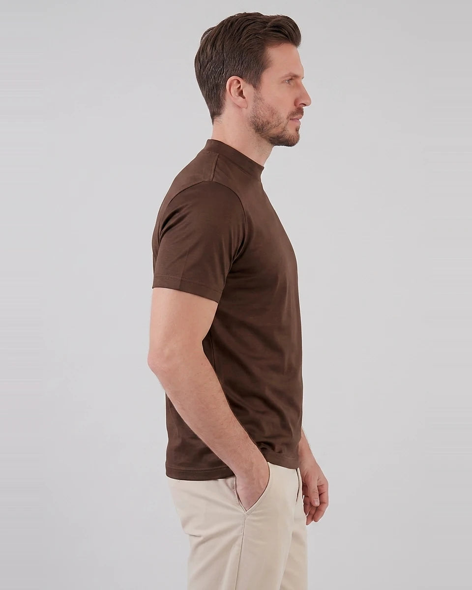 Men's Slim Fit Crewneck T-Shirt Cotton Blend Subtle Sheen – Valedrian — view 2