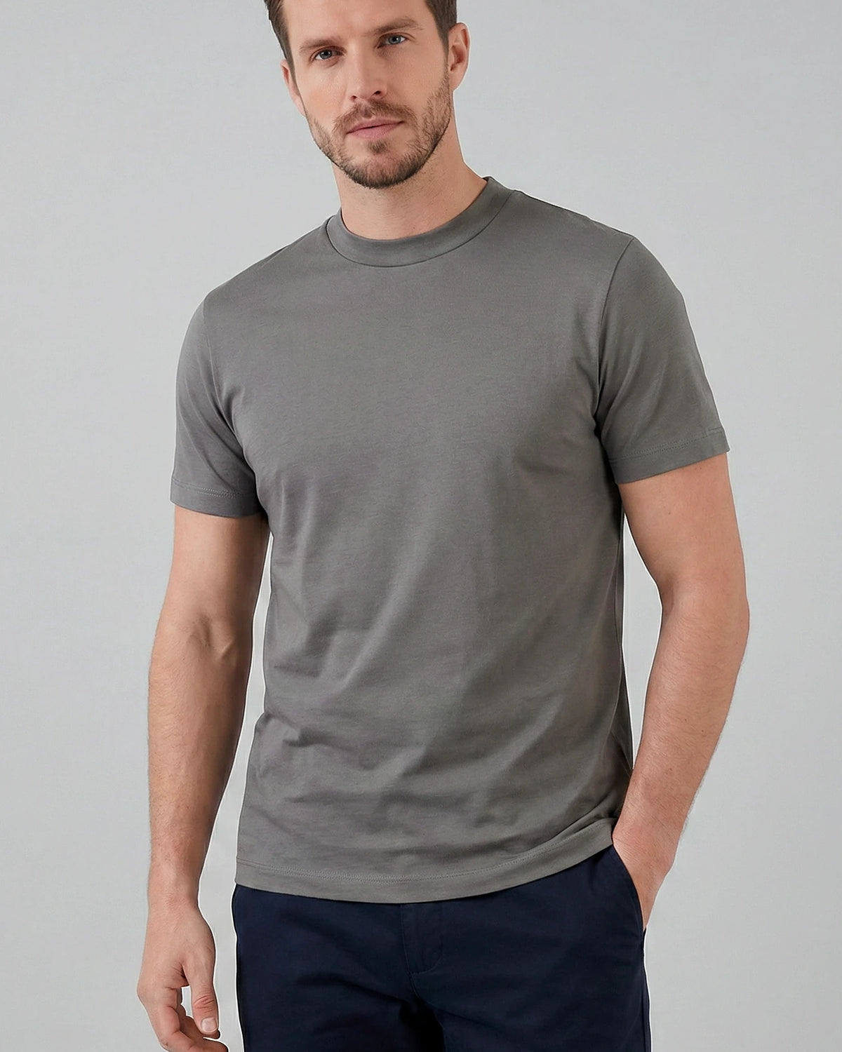 Men's Slim Fit Crewneck T-Shirt Cotton Blend Subtle Sheen – Valedrian — view 26