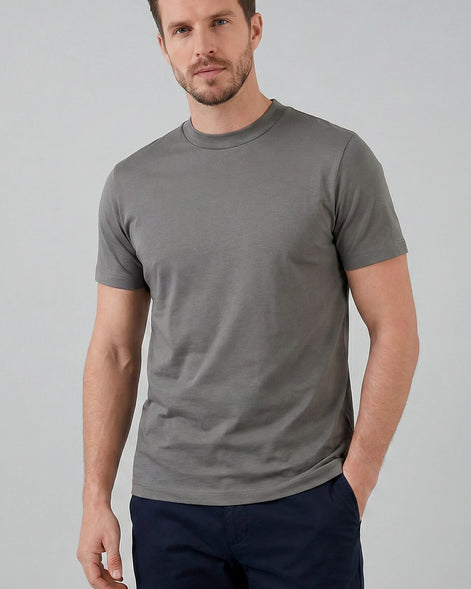 Men's Slim Fit Crewneck T-Shirt Cotton Blend Subtle Sheen – Valedrian — view 26