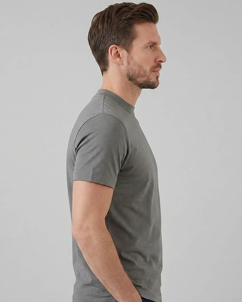 Men's Slim Fit Crewneck T-Shirt Cotton Blend Subtle Sheen – Valedrian — view 27