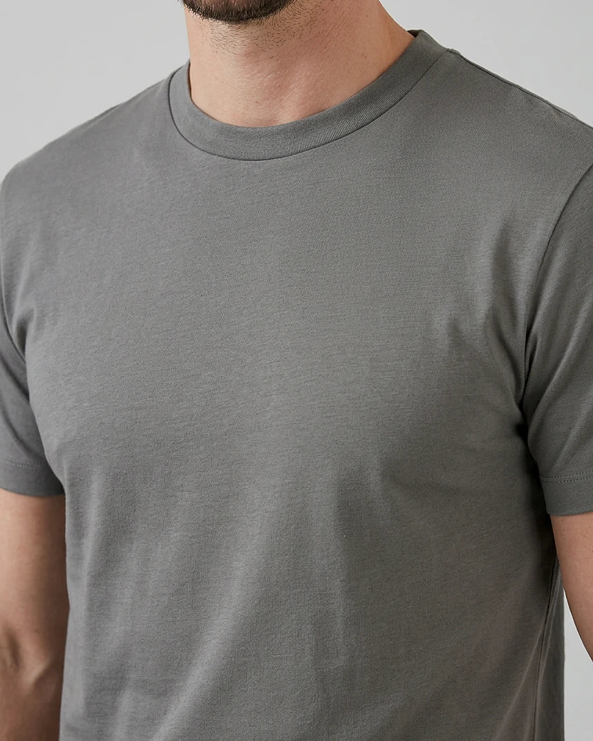 Men's Slim Fit Crewneck T-Shirt Cotton Blend Subtle Sheen – Valedrian — view 29