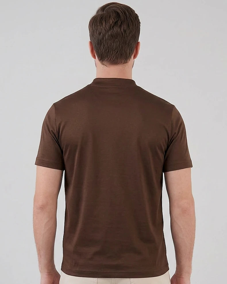 Men's Slim Fit Crewneck T-Shirt Cotton Blend Subtle Sheen – Valedrian — view 3