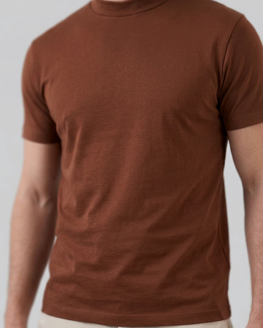 Men's Slim Fit Crewneck T-Shirt Cotton Blend Subtle Sheen – Valedrian — view 34