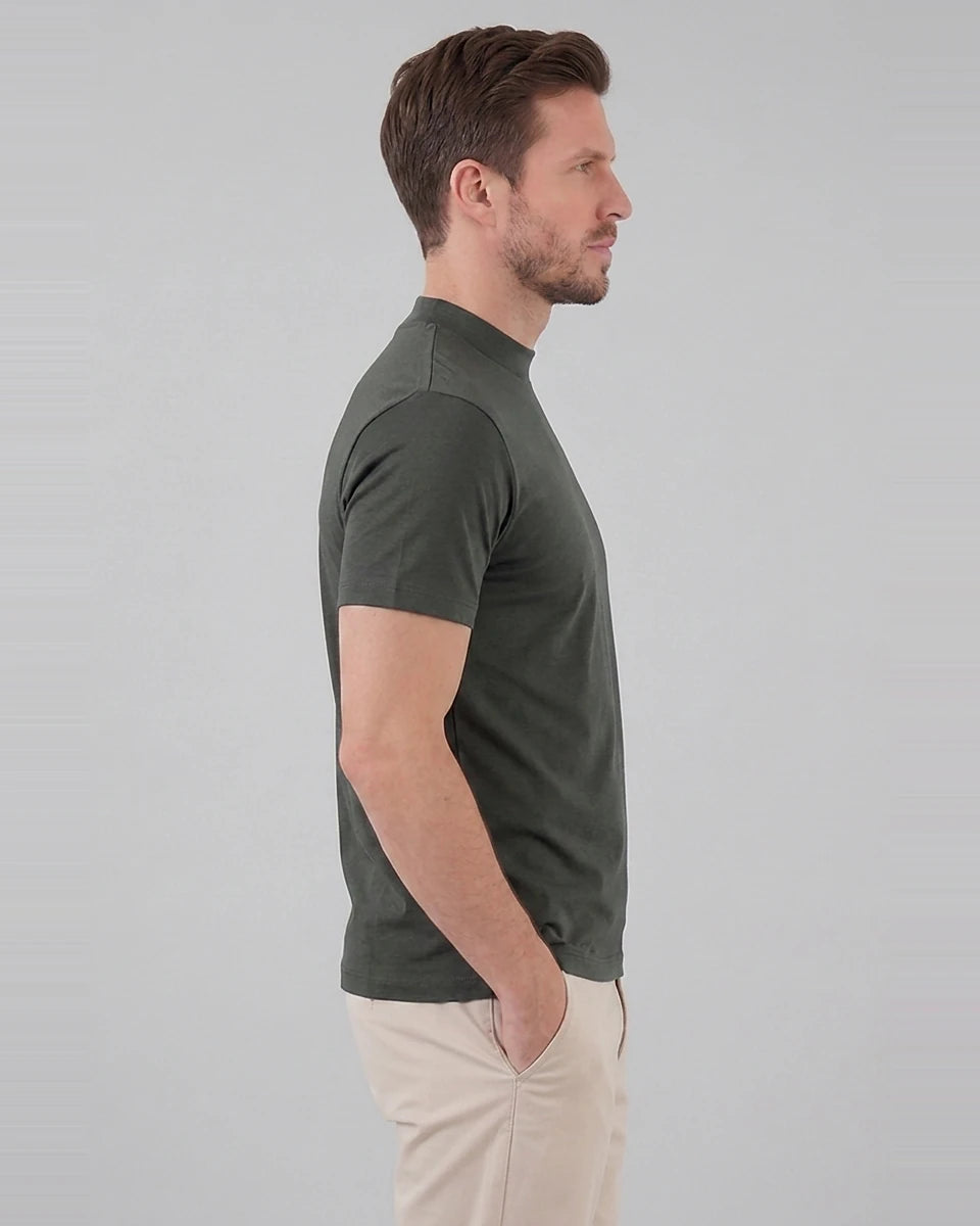 Men's Slim Fit Crewneck T-Shirt Cotton Blend Subtle Sheen – Valedrian — view 37