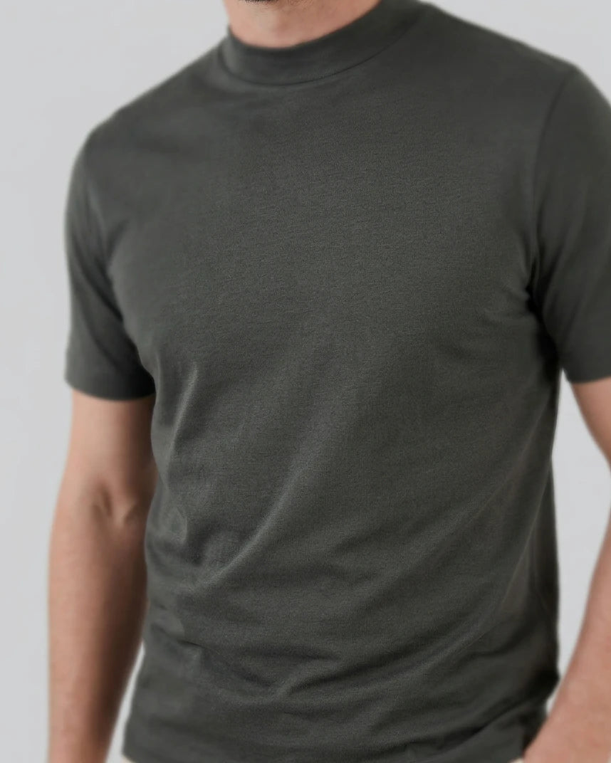 Men's Slim Fit Crewneck T-Shirt Cotton Blend Subtle Sheen – Valedrian — view 39