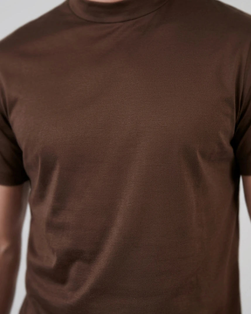 Men's Slim Fit Crewneck T-Shirt Cotton Blend Subtle Sheen – Valedrian — view 4