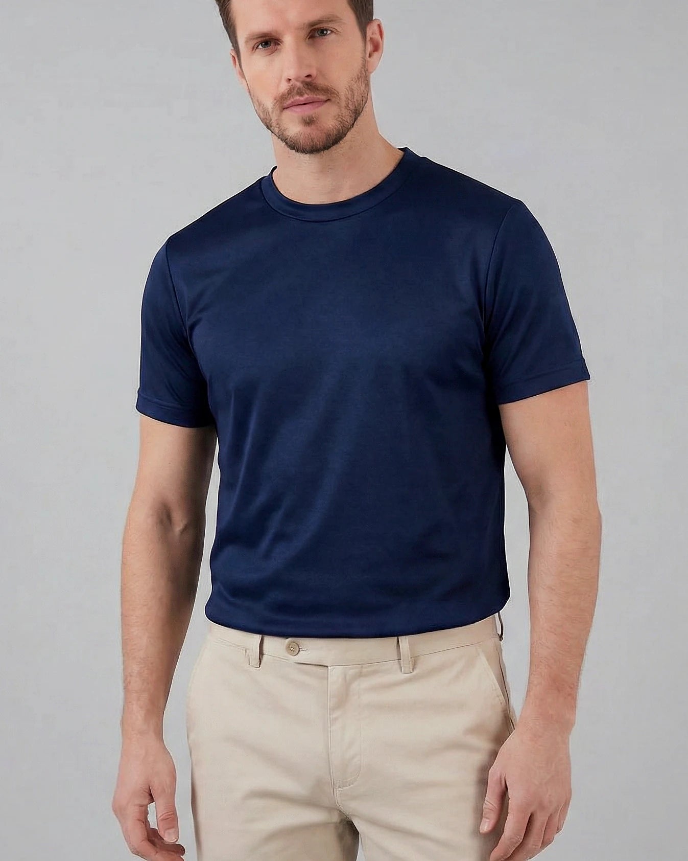 Men's Slim Fit Crewneck T-Shirt Cotton Blend Subtle Sheen – Valedrian — view 6