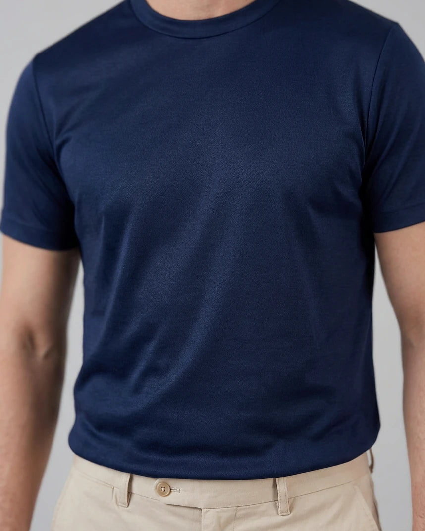 Men's Slim Fit Crewneck T-Shirt Cotton Blend Subtle Sheen – Valedrian — view 9