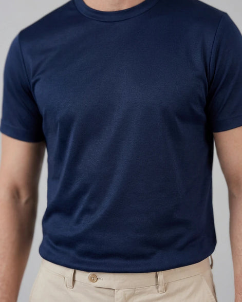Men's Slim Fit Crewneck T-Shirt Cotton Blend Subtle Sheen – Valedrian — view 9