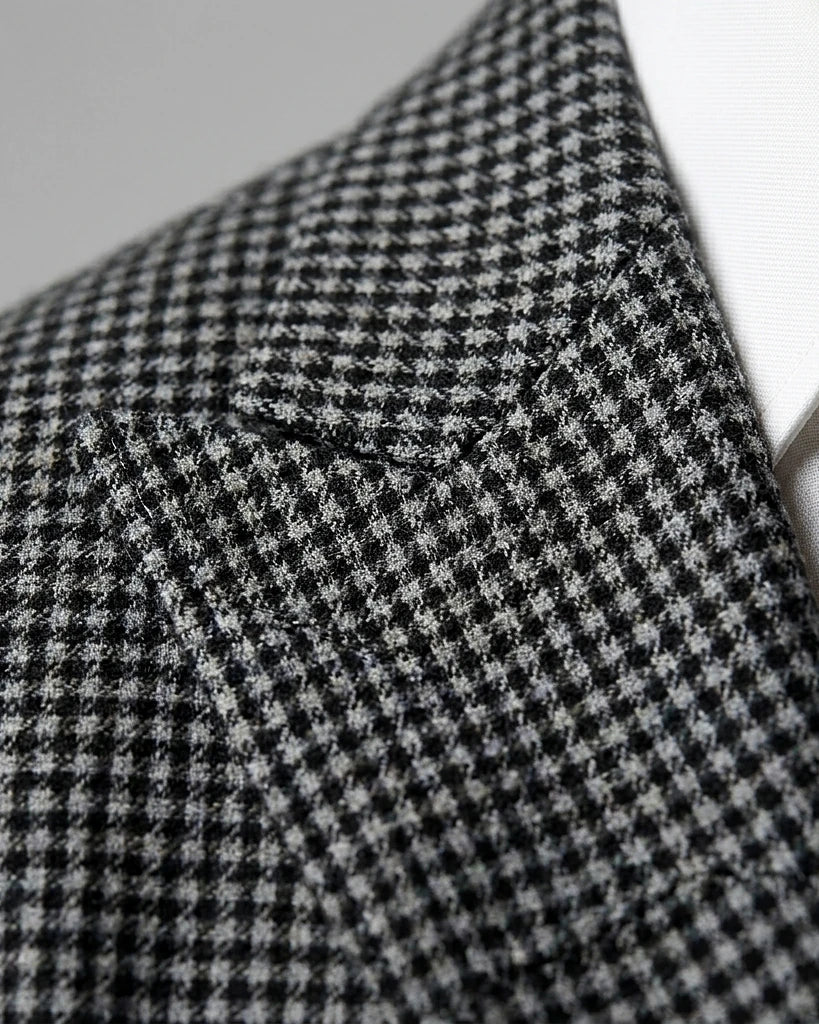 Men's Slim Fit Double-Breasted Blazer Check Pattern Brown Gray - Valedrian — view 10