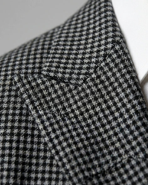 Men's Slim Fit Double-Breasted Blazer Check Pattern Brown Gray - Valedrian — view 10