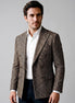 Men's Slim Fit Double-Breasted Blazer Check Pattern Brown Gray - Valedrian