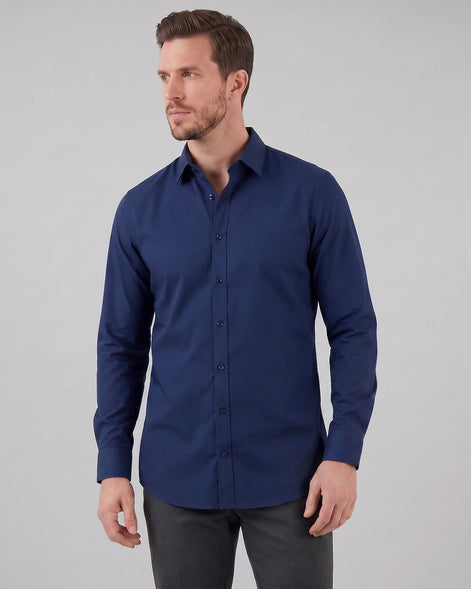 Men's Slim Fit Dress Shirt Long Sleeve Point Collar Polyester - Valedrian — view 12