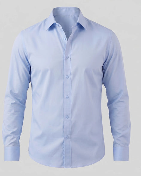 Men's Slim Fit Dress Shirt Long Sleeve Point Collar Polyester - Valedrian — view 16