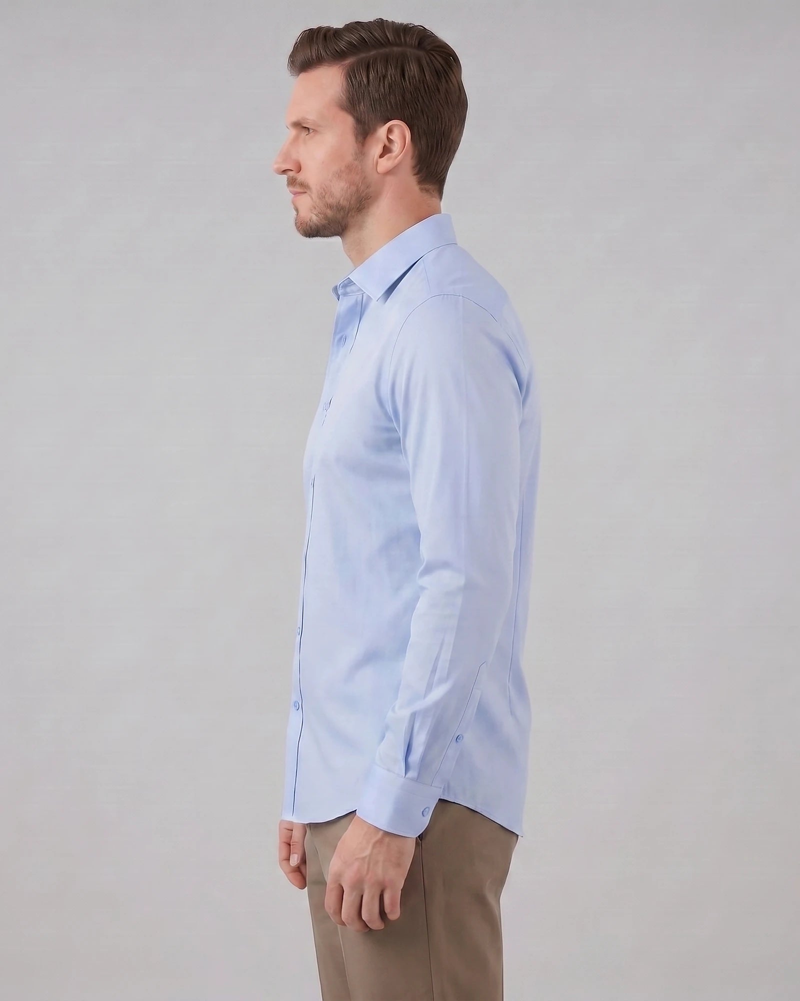 Men's Slim Fit Dress Shirt Long Sleeve Point Collar Polyester - Valedrian — view 18
