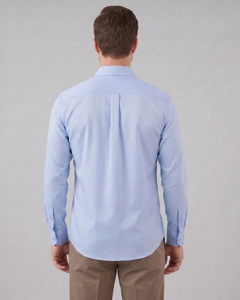 Men's Slim Fit Dress Shirt Long Sleeve Point Collar Polyester - Valedrian — view 19