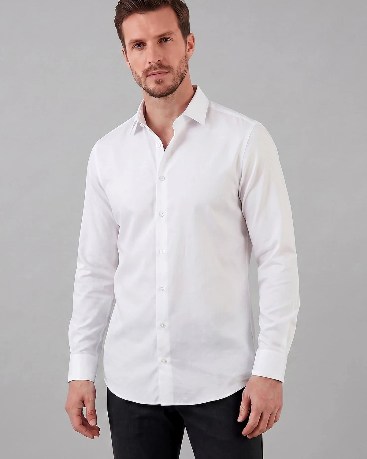 Men's Slim Fit Dress Shirt Long Sleeve Point Collar Polyester - Valedrian