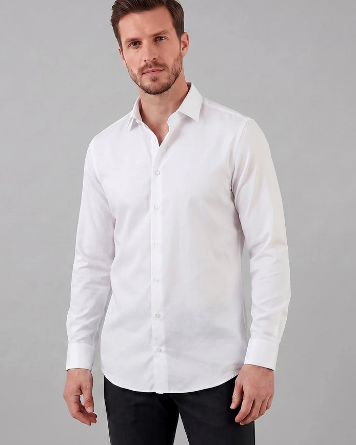 Men's Slim Fit Dress Shirt Long Sleeve Point Collar Polyester - Valedrian