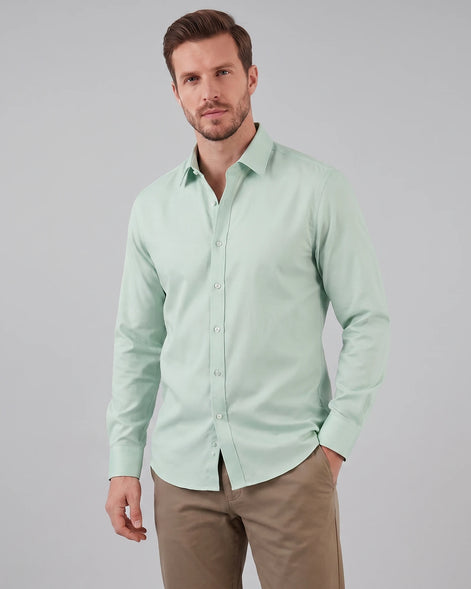 Men's Slim Fit Dress Shirt Long Sleeve Point Collar Polyester - Valedrian — view 27